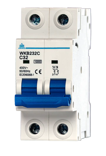 WCED MCB -10KA Double Pole 6-63A B/C Curve. WKB2