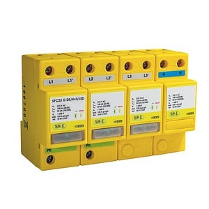 Type 1+2+3, 100kA (Level 1), 3 phase, all/full mode protection with LED indication. 10811