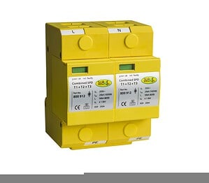 Type 1+2+3, 50KA (Level 3/4), single phase device with window indication and pluggable modules. 800912