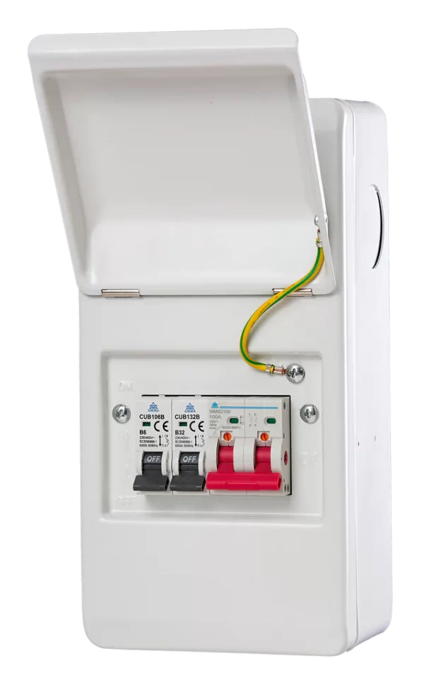 WCED Metal 4 way 100A Main Switch Garage Consumer Unit.