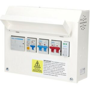 matt:e SP-RC100-SPD Single phase unit, DP Type A RCBO for loads up to 7.4kW with Type 2 SPD, load curtailment at 100A.