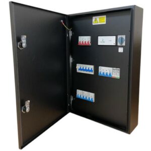 matt:e ARD-3-32-M-SPD Connection centre with O-PEN®, automatic reset 5 pole isolator with 3 x 32A DP MCBs & Type 2 SPD .