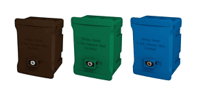 WCED Single Pole 100A Terminal Block set of 3 (brown+green+blue). WTB5-BRGNBL