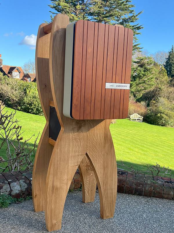 Hand-made wooden EV charger post - large