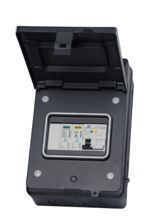 WCED IP65 Metal A Type 40A C curve RCBO EV Protection Unit + Surge Protection. WMIP40CSP