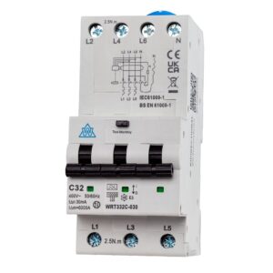 WCED WRT332C 030 32A C Curve 3 Pole A Type RCBO